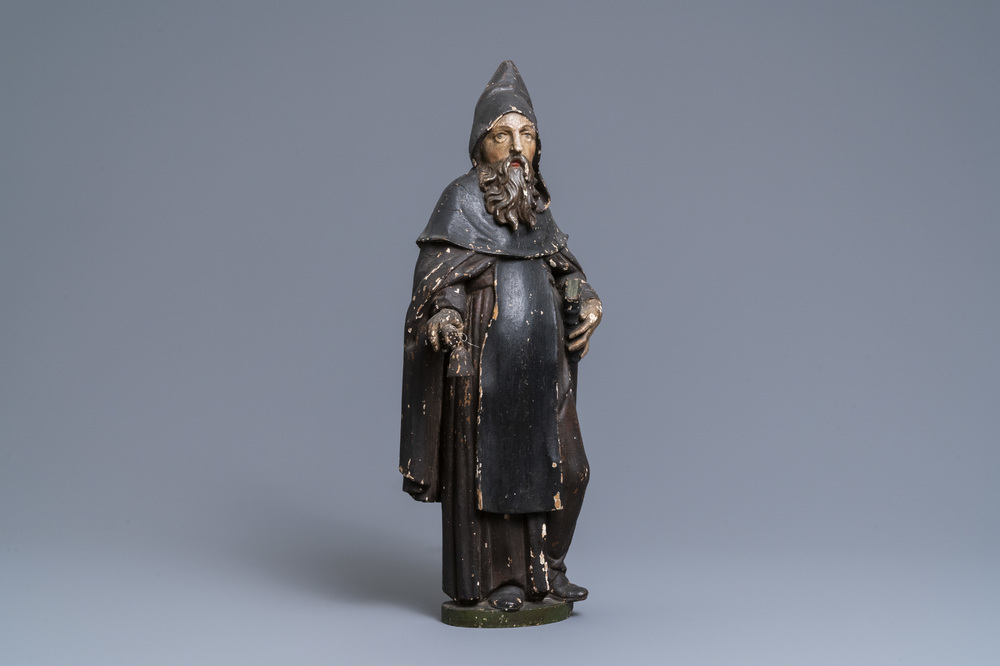 A polychromed oak figure of Saint Anthony, 16th C.