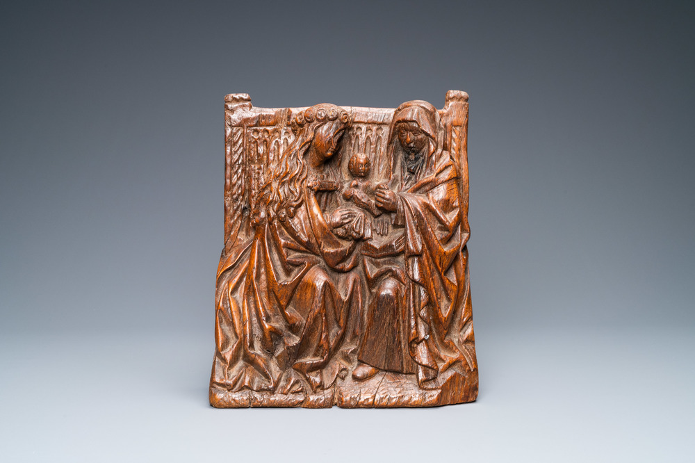 An oak Saint Anne Trinity group, Rhine Valley, Germany, ca. 1480