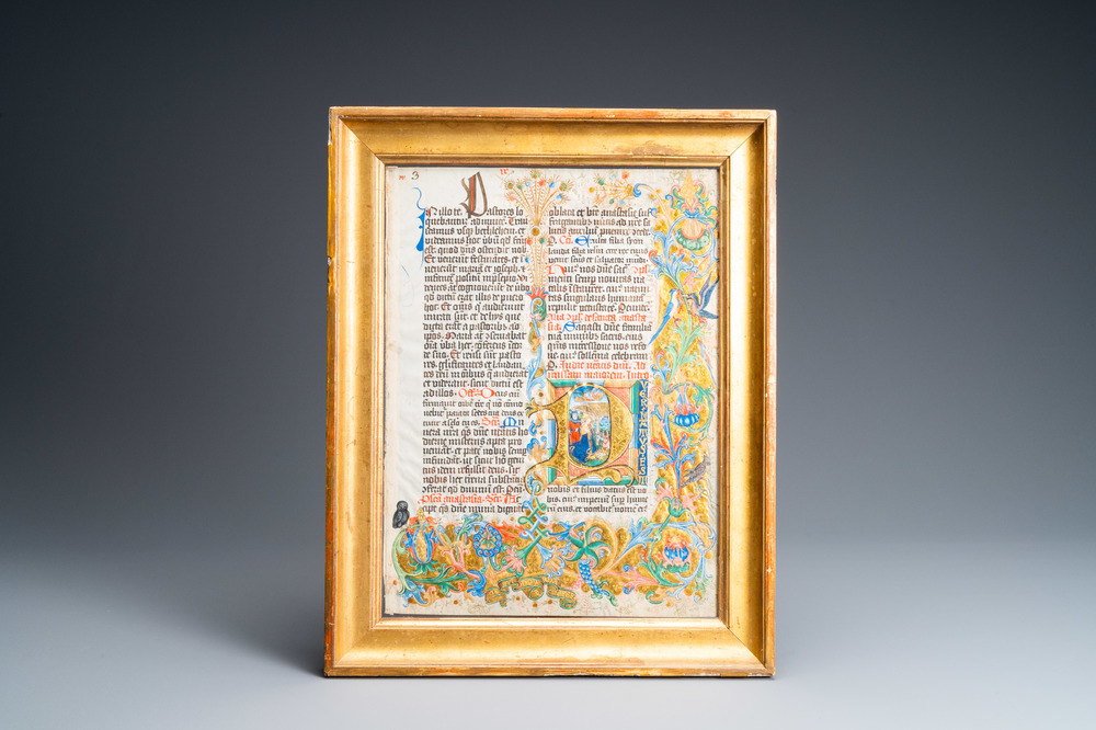 Een bladzijde uit een verlucht getijdenboek, wellicht Frans, 15e eeuw