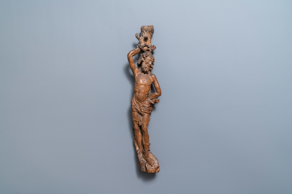 An oak figure of Saint Sebastian, ca. 1500