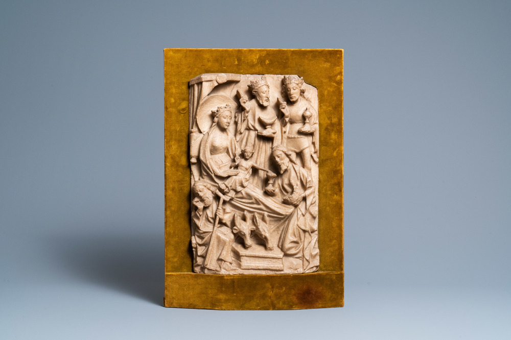 An English alabaster relief of 'The adoration of the magi', Nottingham, 15th C.