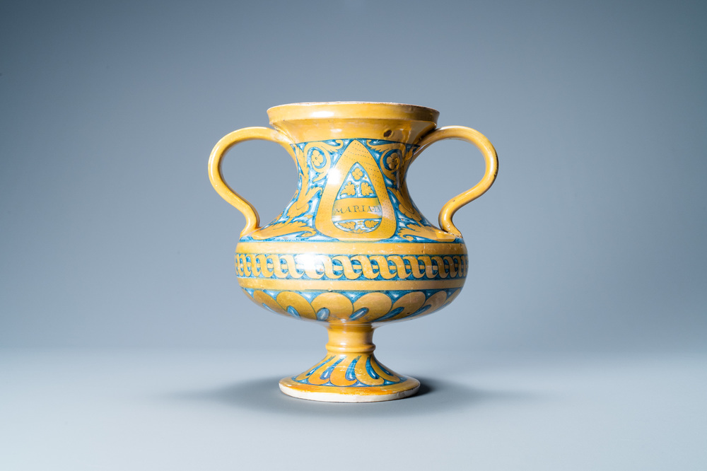 A two-handled gold-luster 'Maria' baluster vase, Deruta, Italy, 1st half 16th C.