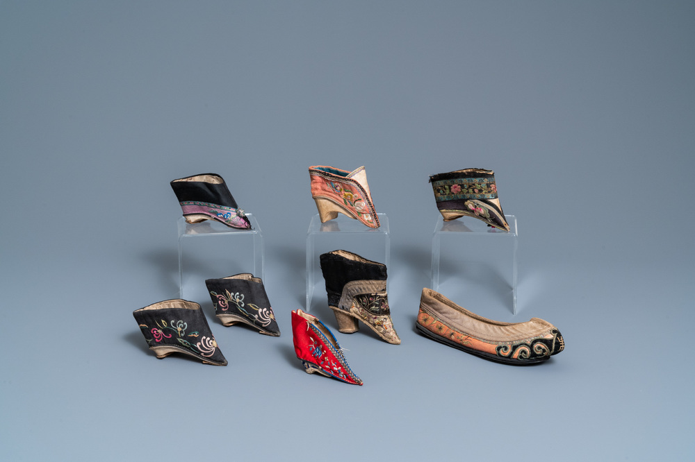 Eight Chinese lotus shoes, 19th C.