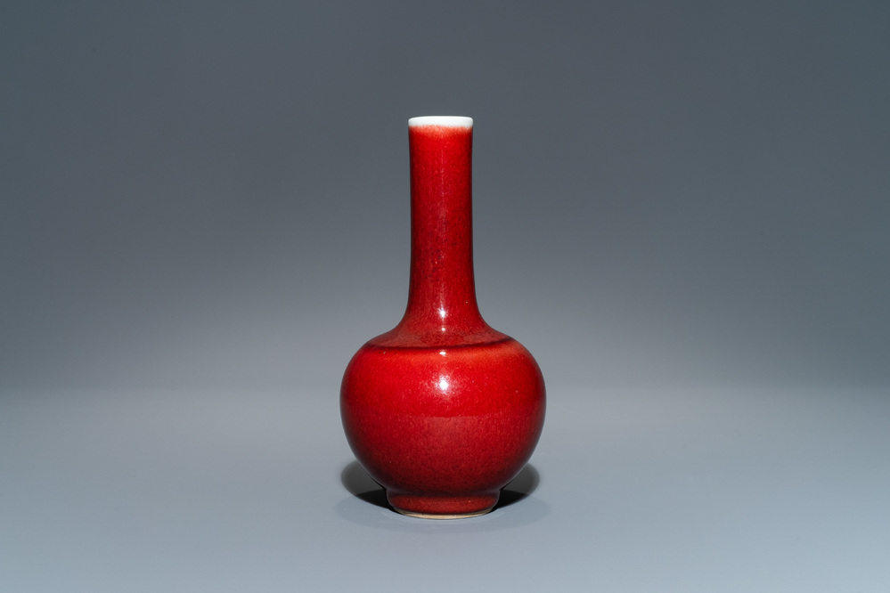 A Chinese langyao-glazed bottle vase, Kangxi mark, 19/20th C.