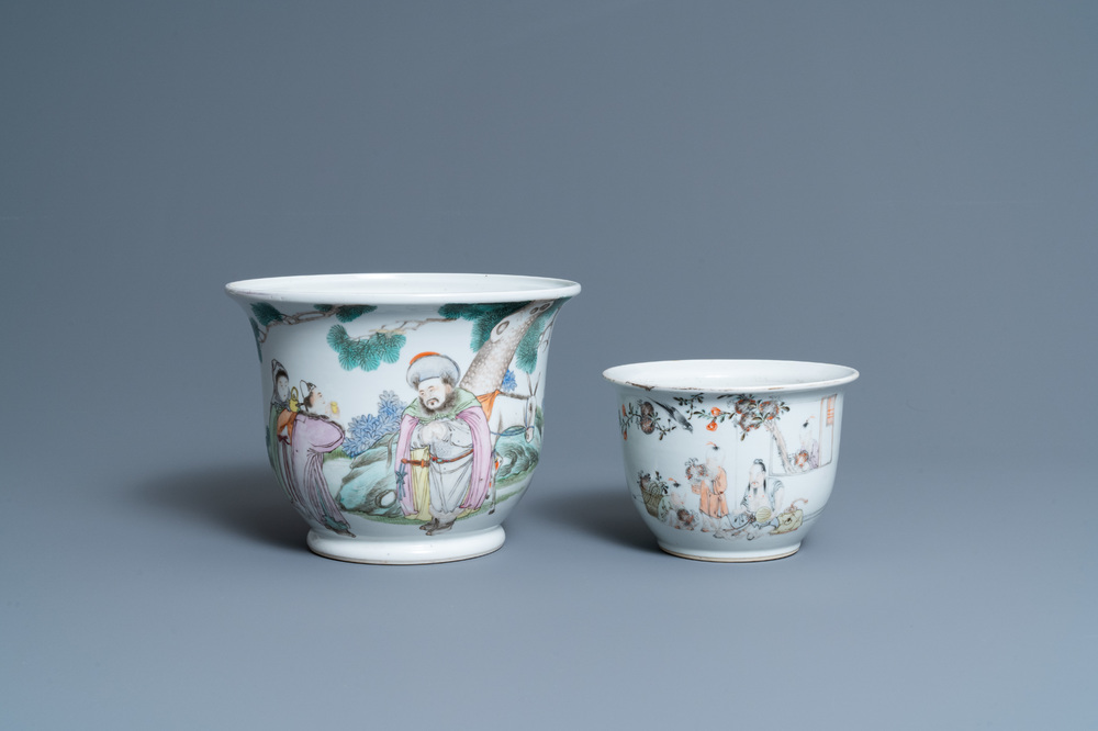 Two Chinese qianjiang cai jardini&egrave;res, 19/20th C.
