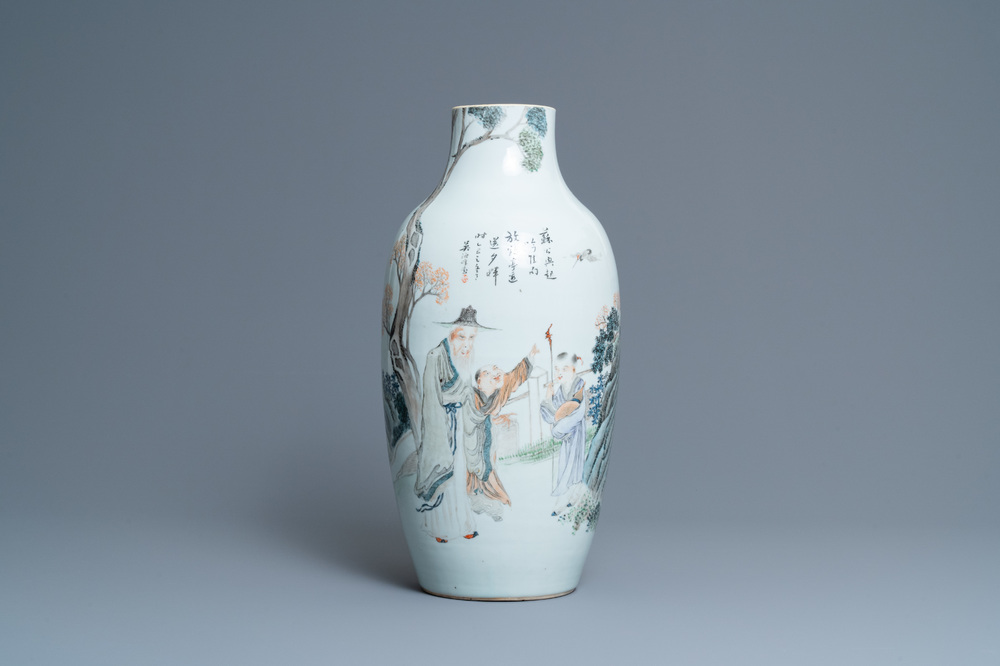 Un vase en porcelaine de Chine qianjiang cai, 19&egrave;me