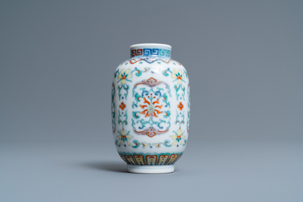 A Chinese miniature doucai vase, Yongzheng mark and of the period