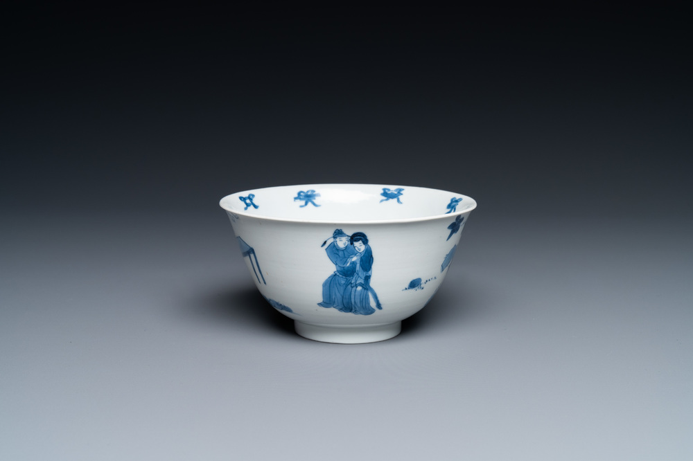 A Chinese blue and white 'Xi Xiang Ji' bowl, Kangxi