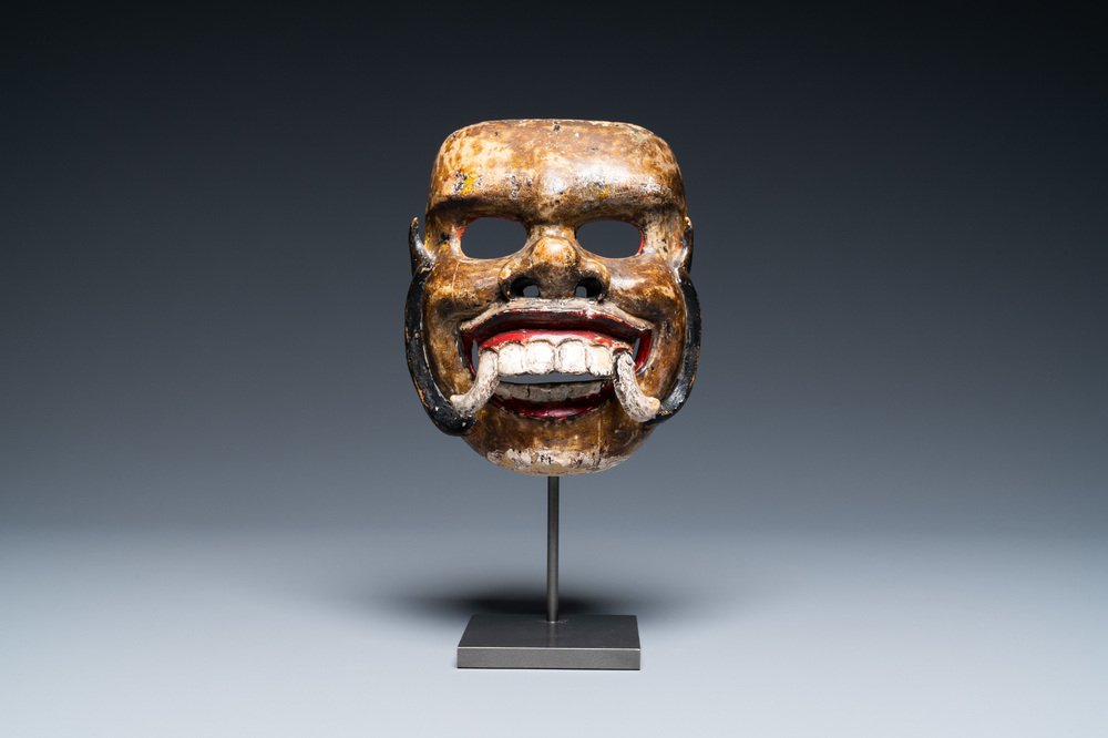 A polychromed wooden mask, Java, Indonesia, 19th C.