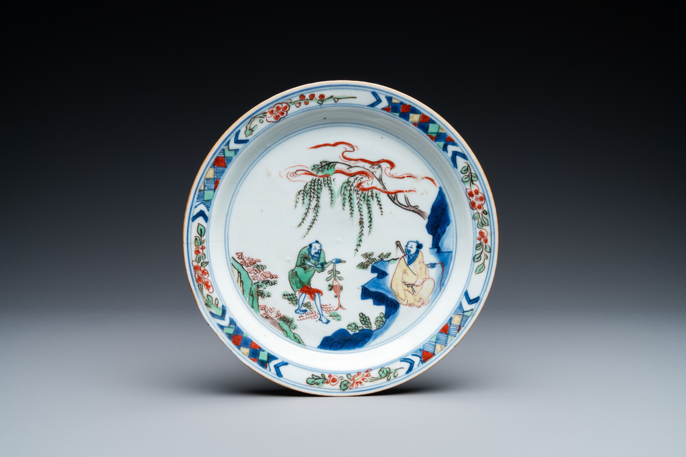 A Chinese wucai ko-sometsuke plate for the Japanese market, Transitional period