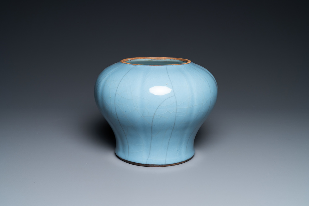 A Chinese monochrome lavender-blue vase, Qianlong