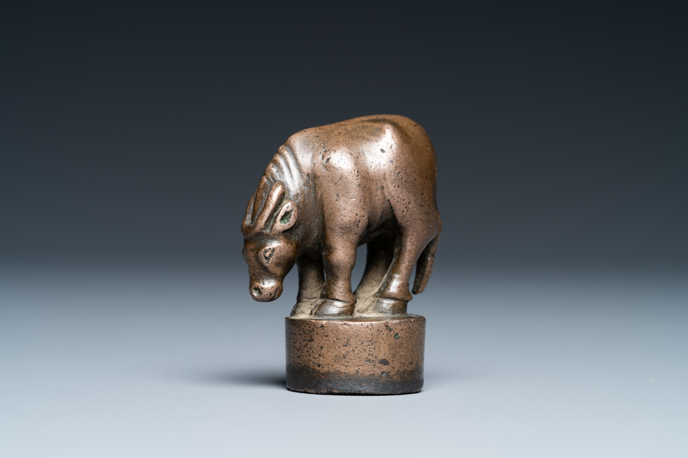 A Chinese bronze 'ox' seal, Ming