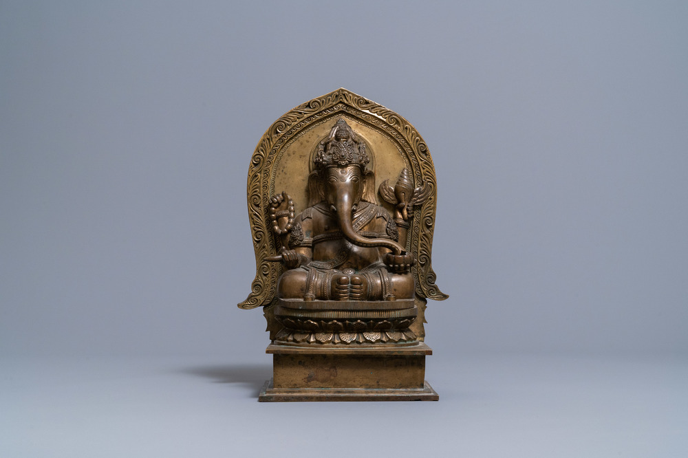 A large bronze figure of Ganesha, India, 19/20th C.