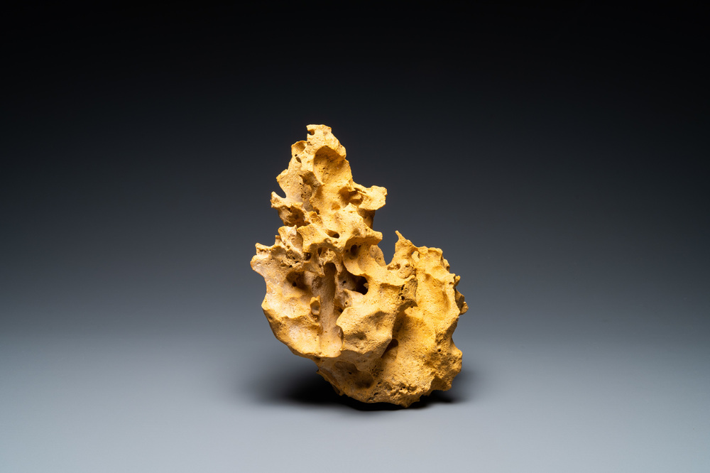 A Chinese yellow 'gongshi' scholar's rock, 19/20th C.