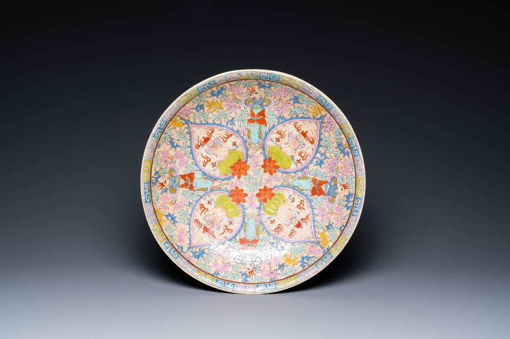A large Chinese famille rose dish for the Thai market, Kangxi mark, 19th C.