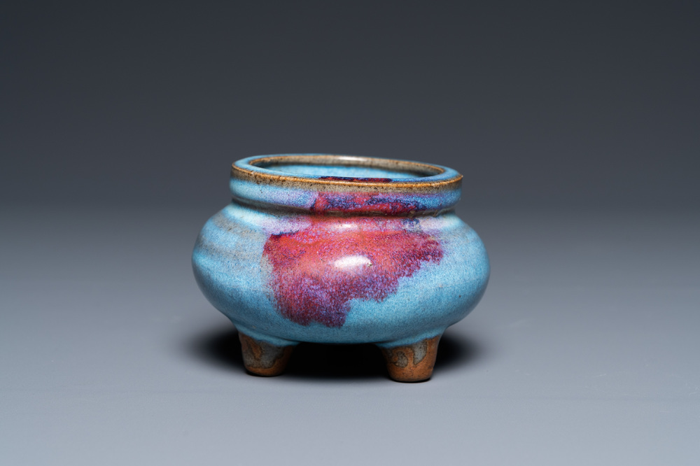 A Chinese tripod junyao censer, probably Song