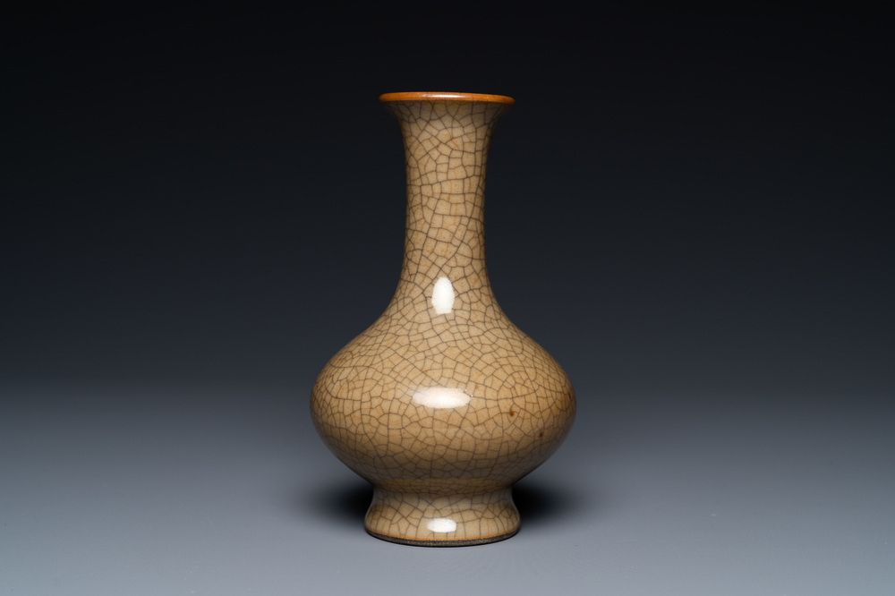 A Chinese crackle-glazed 'sanping' vase, Yongzheng/Qianlong