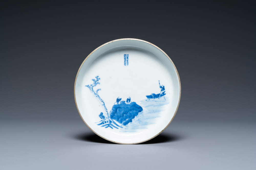 A Chinese 'Bleu de Hue' plate for the Vietnamese market, Noi Phu mark, 19th C.