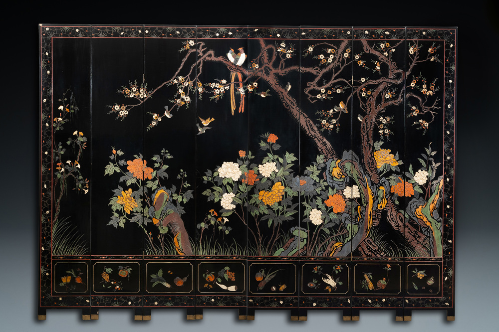 A Chinese eight-panel coromandel lacquer screen, 18/19th C.