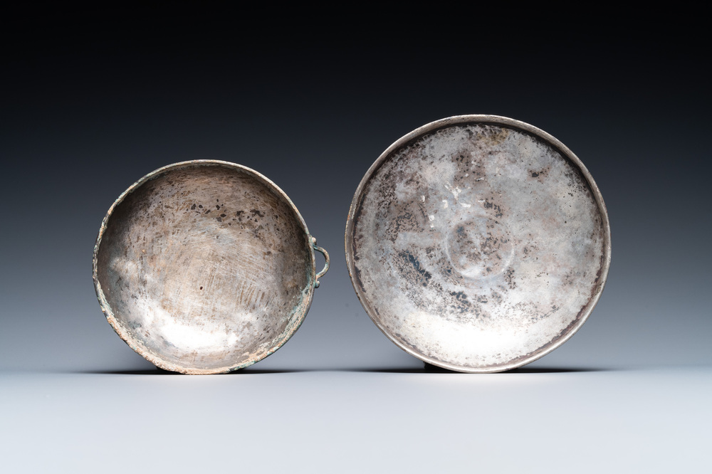 Two Roman or Byzantine silver-plated dishes, 4/9th C.