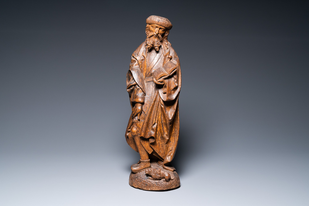 A carved oak Saint Roch, Workshop of the Master of Osnabr&uuml;ck, Westphalia, Germany, 1st quarter 16th C.