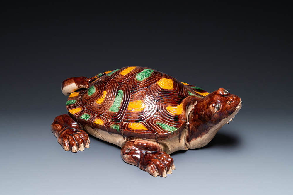 A massive Chinese sancai-glazed turtle, 20th C.