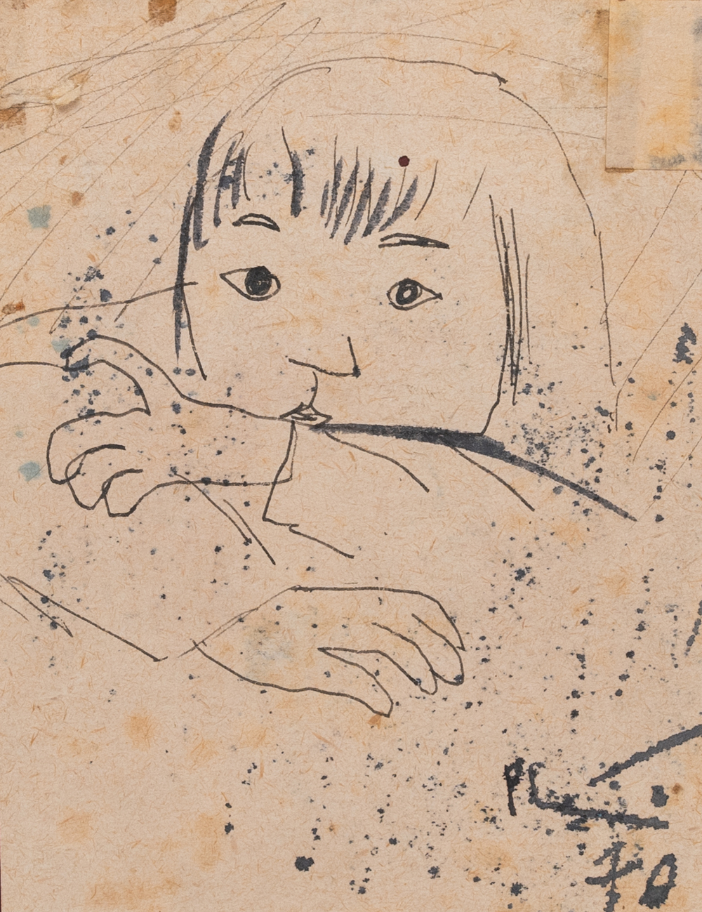 Bui Xuan Phai (Vietnam, 1920-1988): 'Portrait of a girl', ink on paper, signed and dated 1970