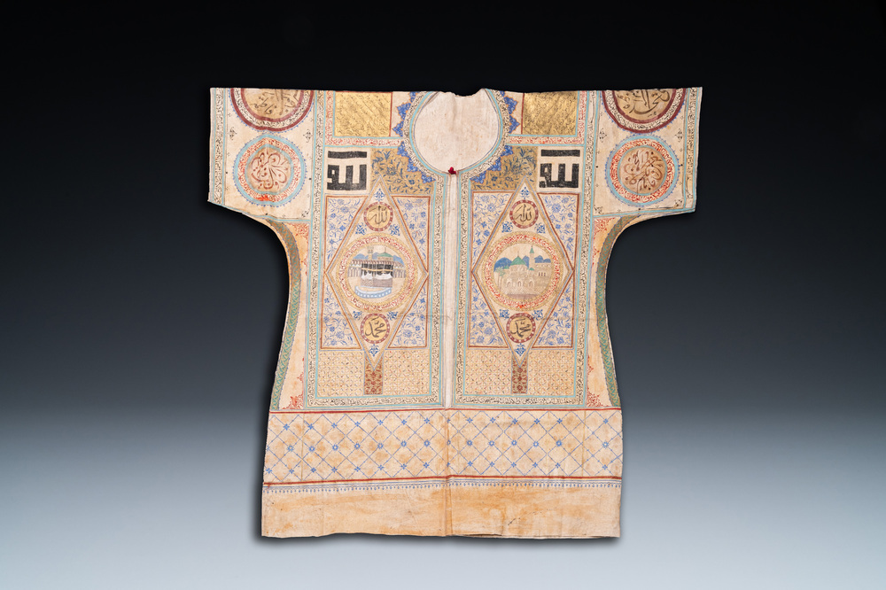 An Ottoman talismanic 'jama' shirt with Quran verses in Naskh and Tuluth script, 18/19th C.