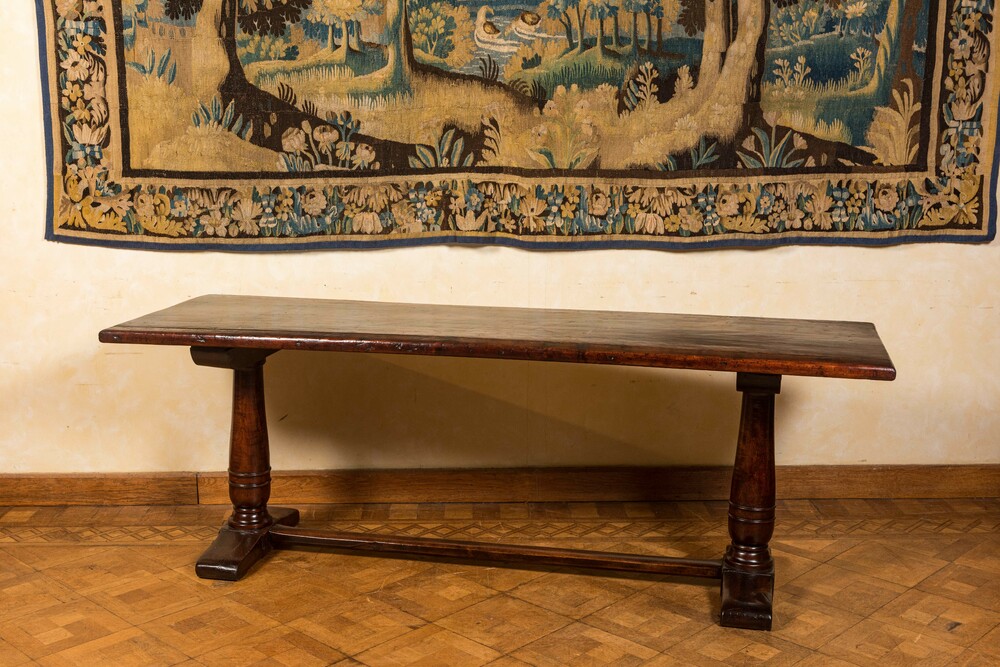 A Flemish walnut refectory table, 2nd half 17th C.