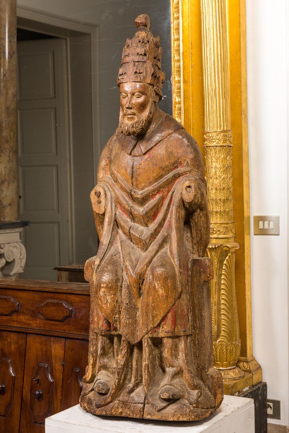 A large walnut figure of God the Father, 1st half 16th C.