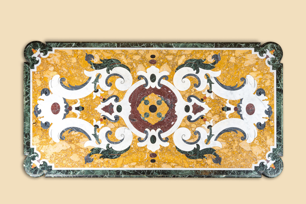 Plateau de table en pietra dura, Italie, 19/20&egrave;me