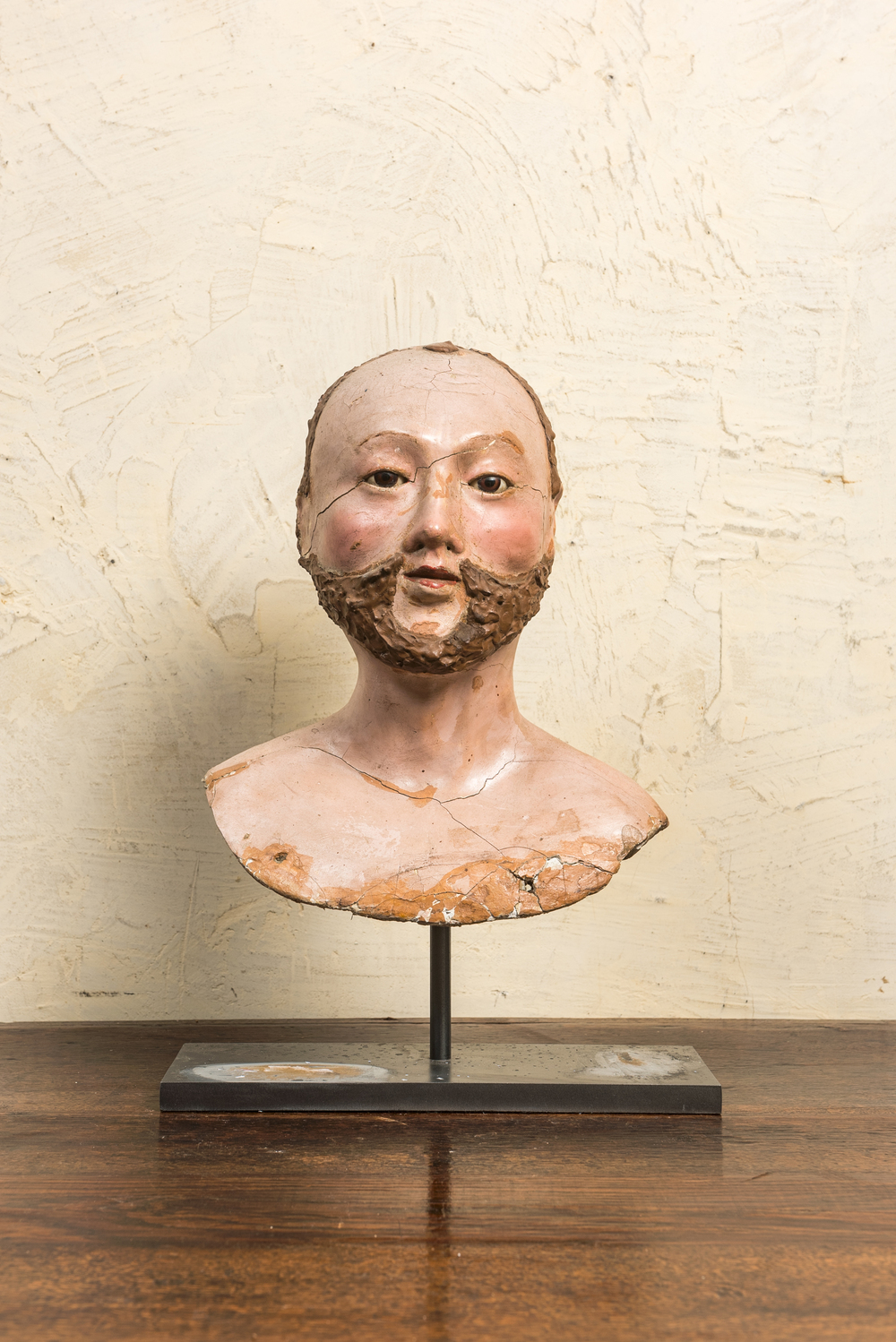 A polychrome 'pastiglia' bust of a bearded man, probably Italy, 17/18th C.