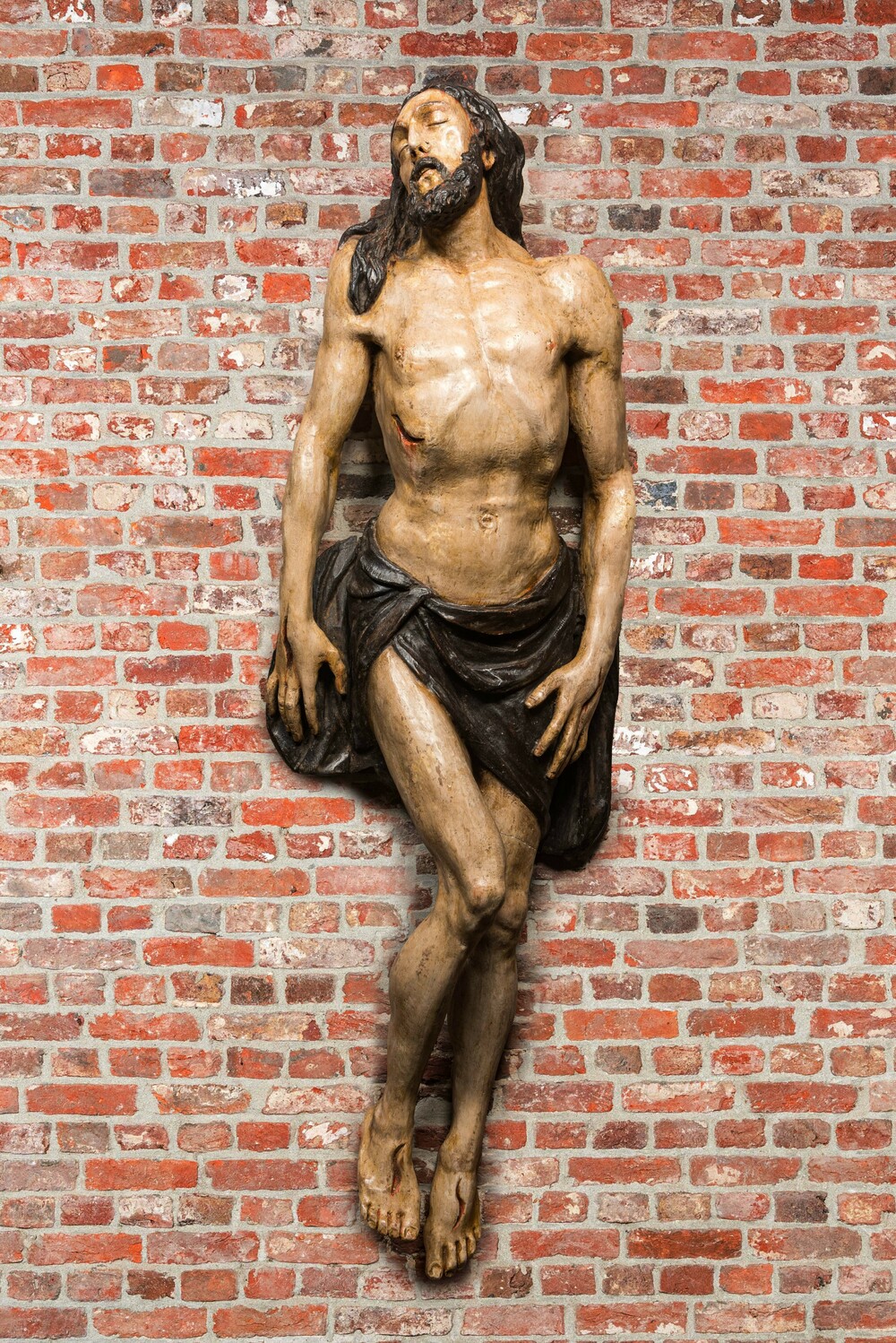 Grand Christ de Mise au tombeau en bois sculpt&eacute; et polychrom&eacute;, Espagne ou Italie, 16&egrave;me