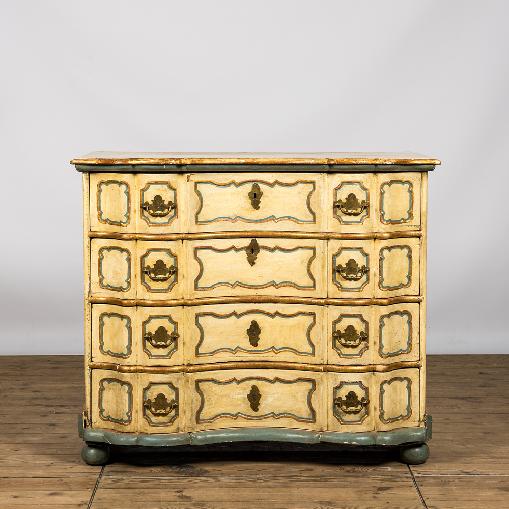 Commode &agrave; quatre tiroirs en bois polychrom&eacute;, Su&egrave;de, 19&egrave;me