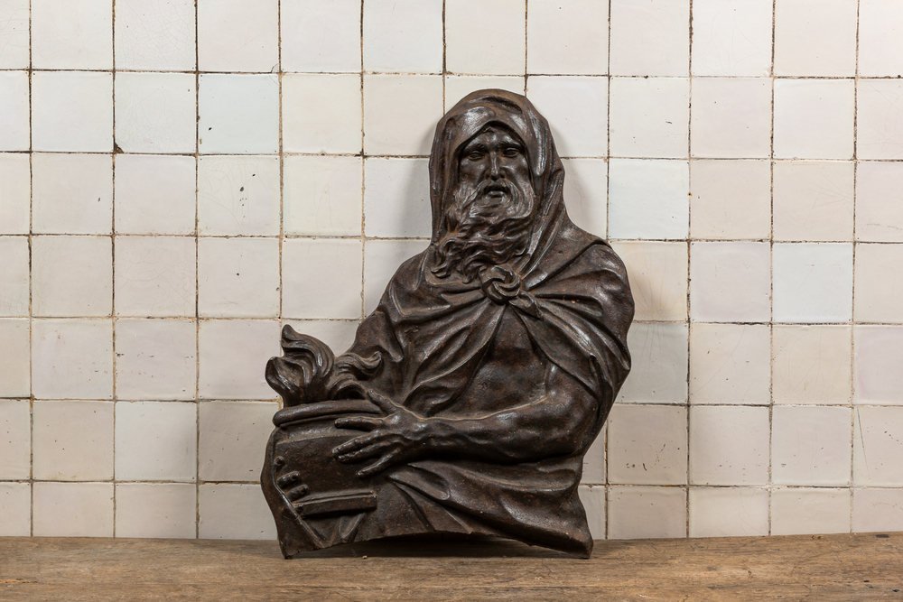 A cast iron plaque depicting Moses, 19th C.