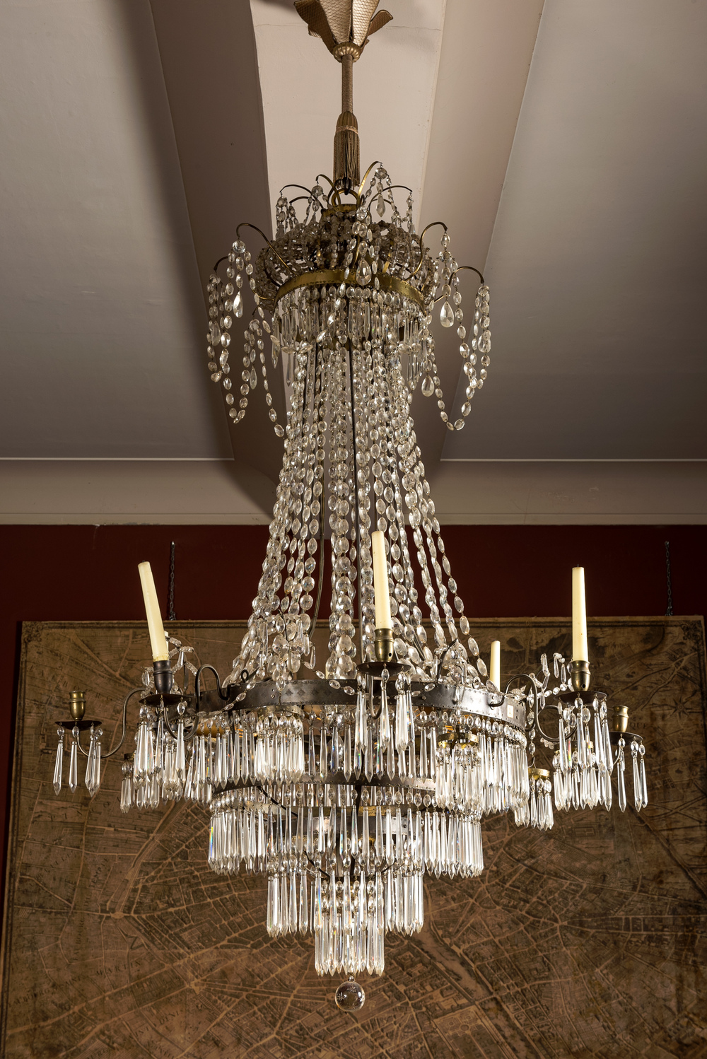 An impressive Swedish 'sac-&agrave;-perles' chandelier, 19th C.