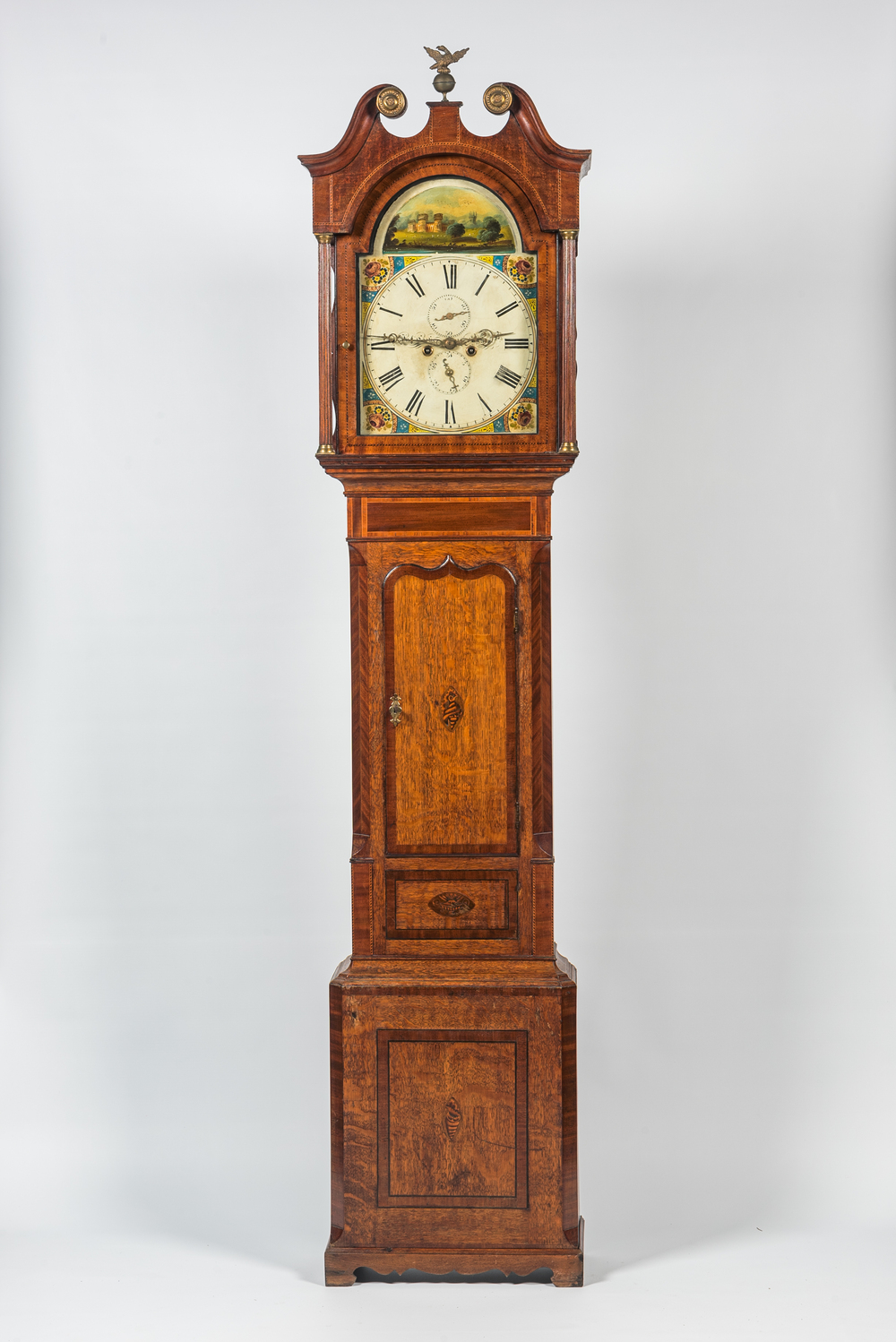 Horloge de parquet en bois marquet&eacute;, probablement &Eacute;cosse, 19&egrave;me