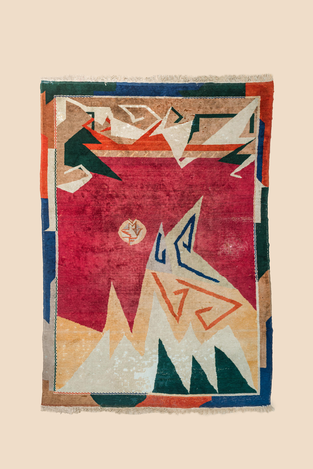 A French design carpet with geometric motifs, wool on cotton, 1st half 20th C.