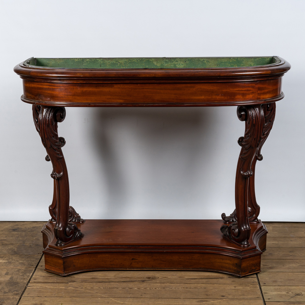 An English mahogany console-jardini&egrave;re, 19th C.
