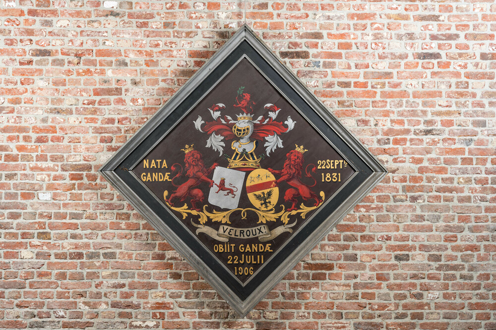 A 'Velroux' funerary hatchment, oil on panel, Ghent Area, dated 1906