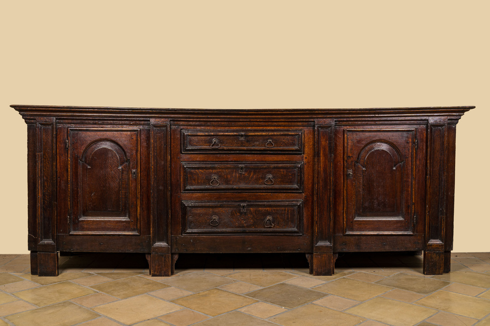 An oak sacristy cupboard, 17th C.