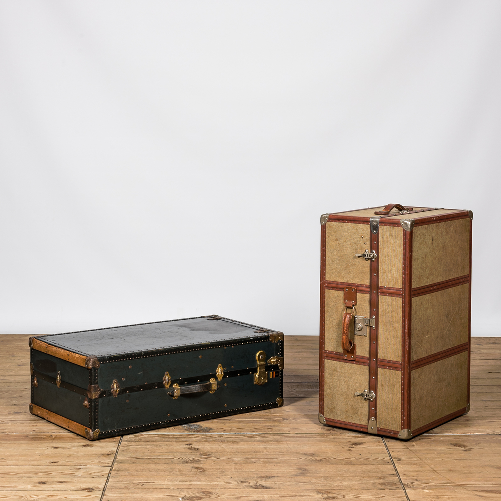 Twee diverse reiskoffers, Engeland en Amerika, 20e eeuw