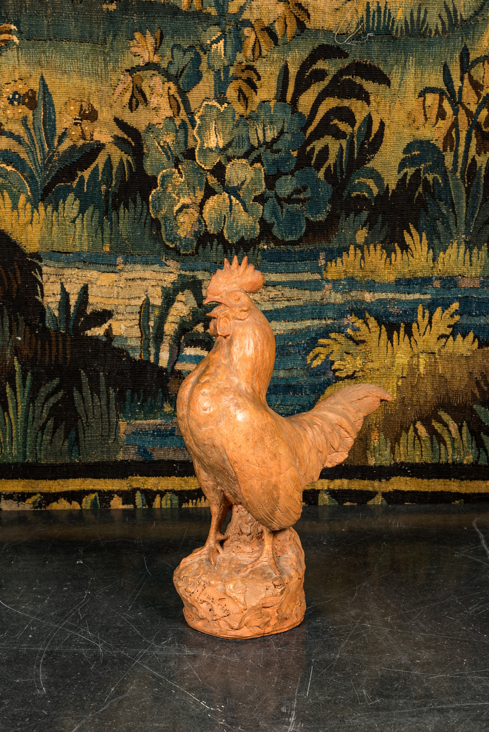 Jules Jourdain (1873-1957): Mod&egrave;le d'un coq en terre cuite