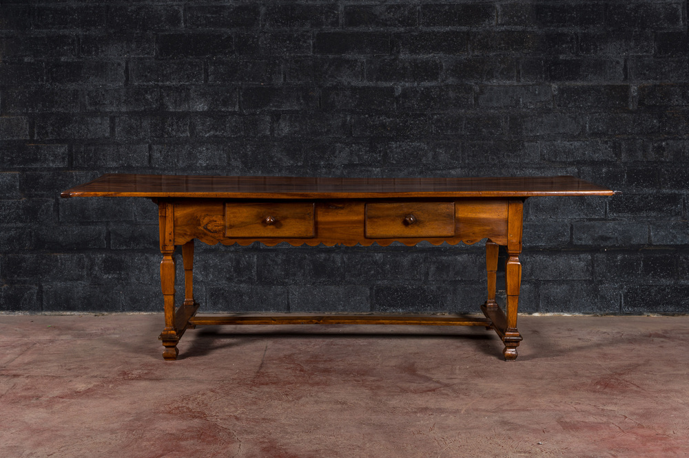 A South German walnut refectory table, 18th C.