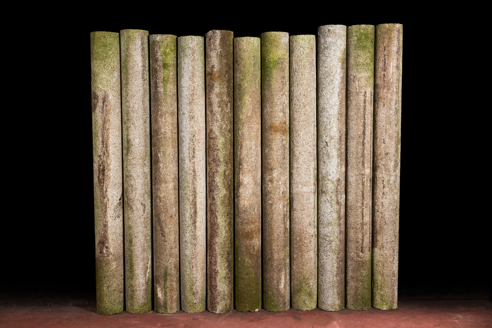 Eleven decorative granite columns, 19/20th C.