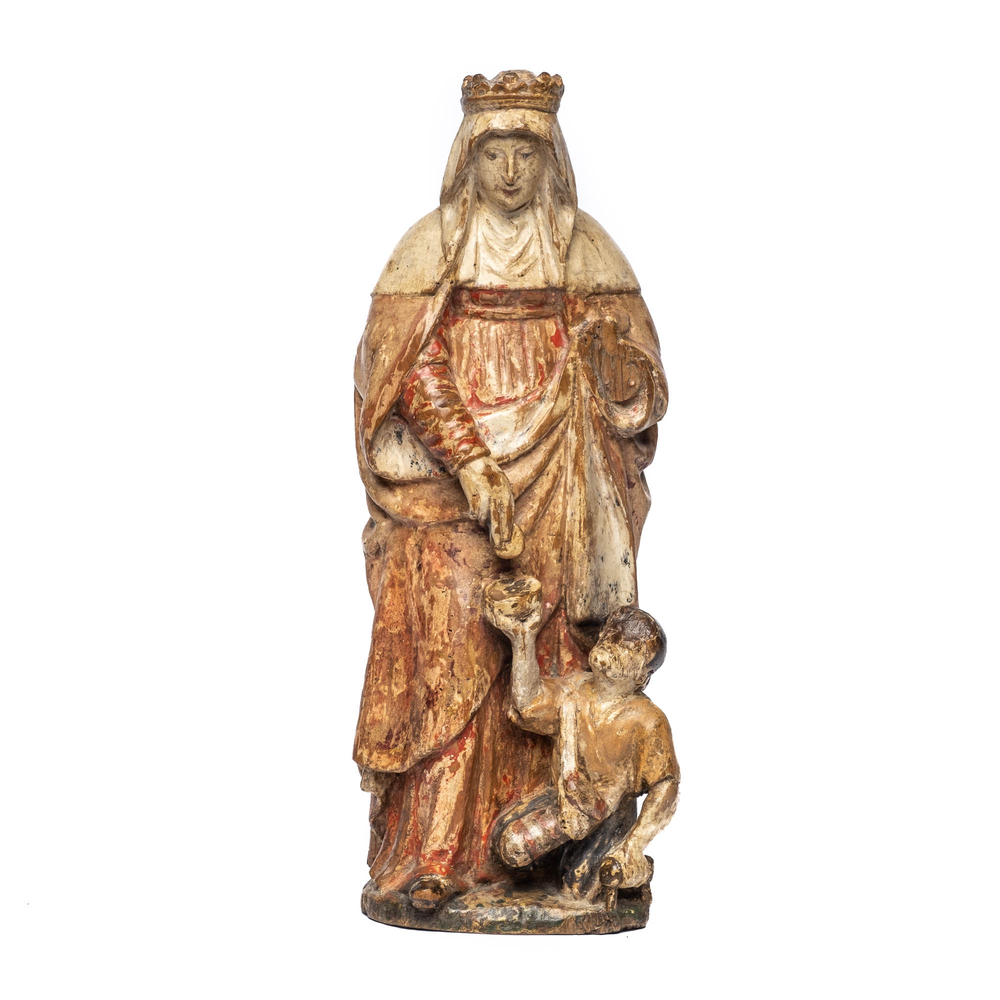 Sainte Elisabeth en bois sculpt&eacute; et polychrom&eacute;, fin du 16&egrave;me