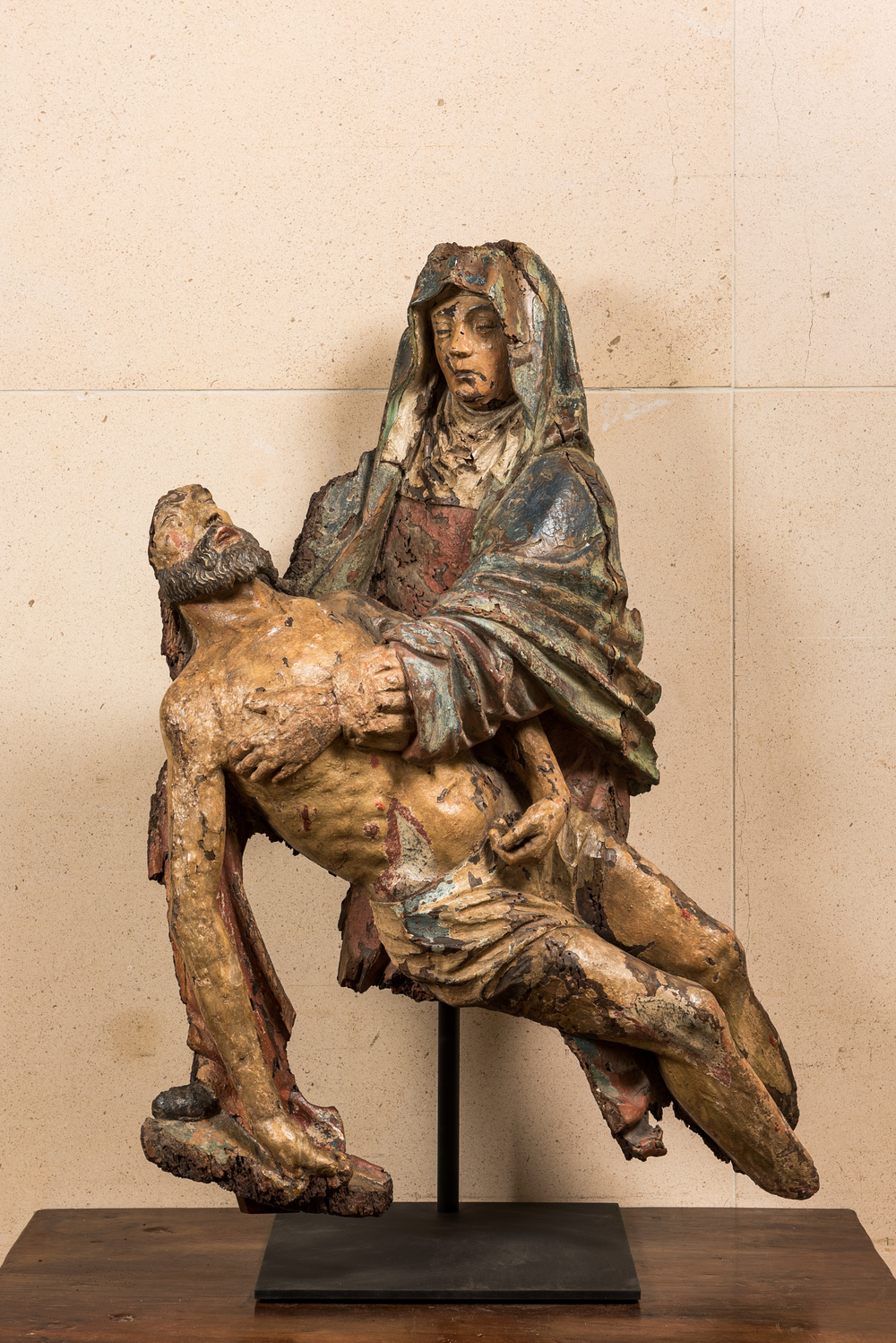 A large polychromed walnut Piet&agrave;, 1st half 16th C.