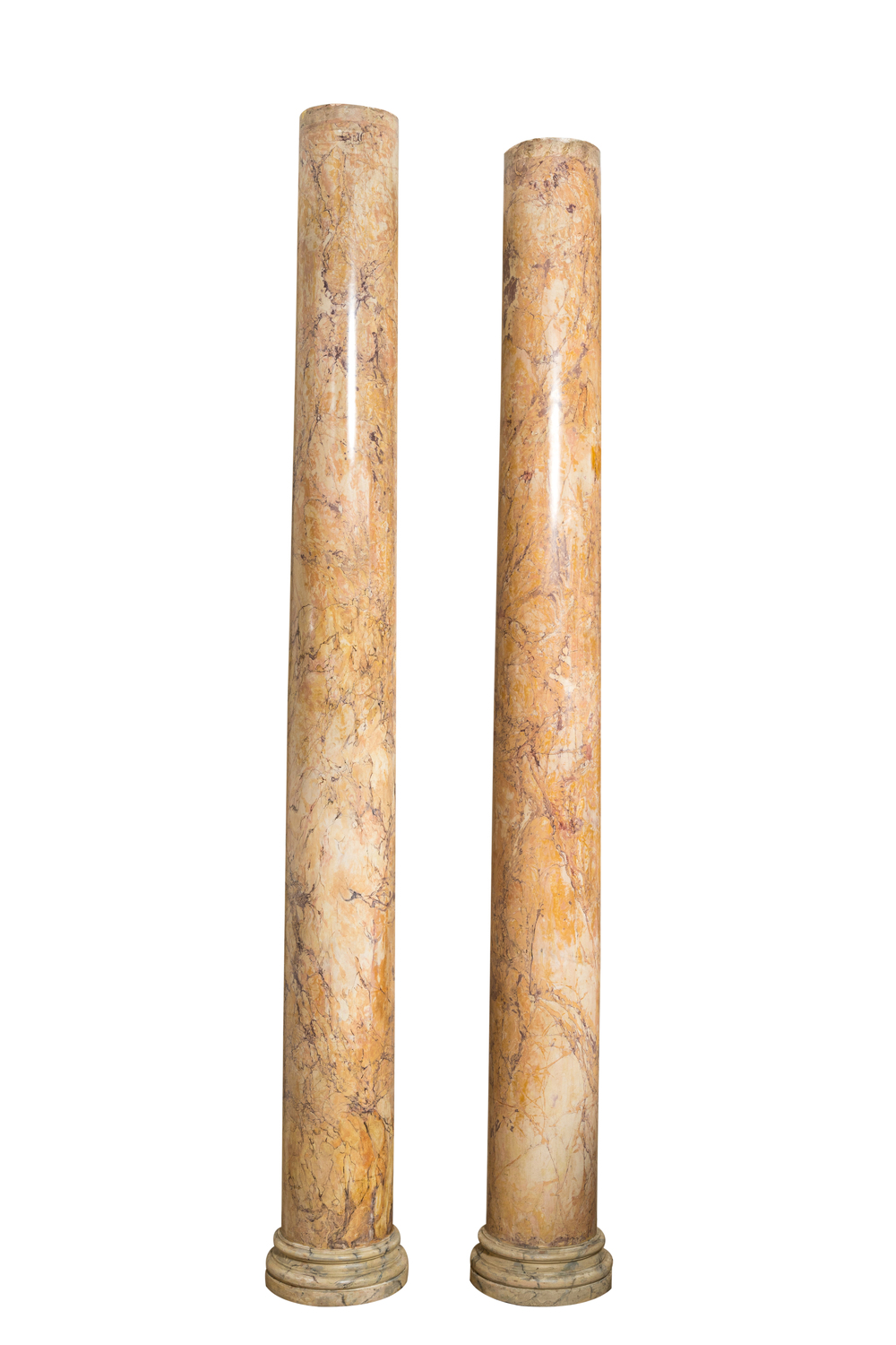 A pair of large faux marble scagliola columns, probably 19th C.