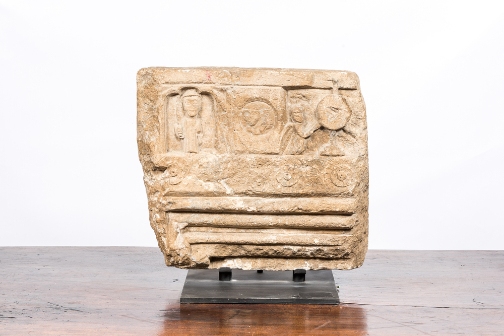 A Romanesque architectural sandstone fragment, Spain or South of France, probably 10/11th C.