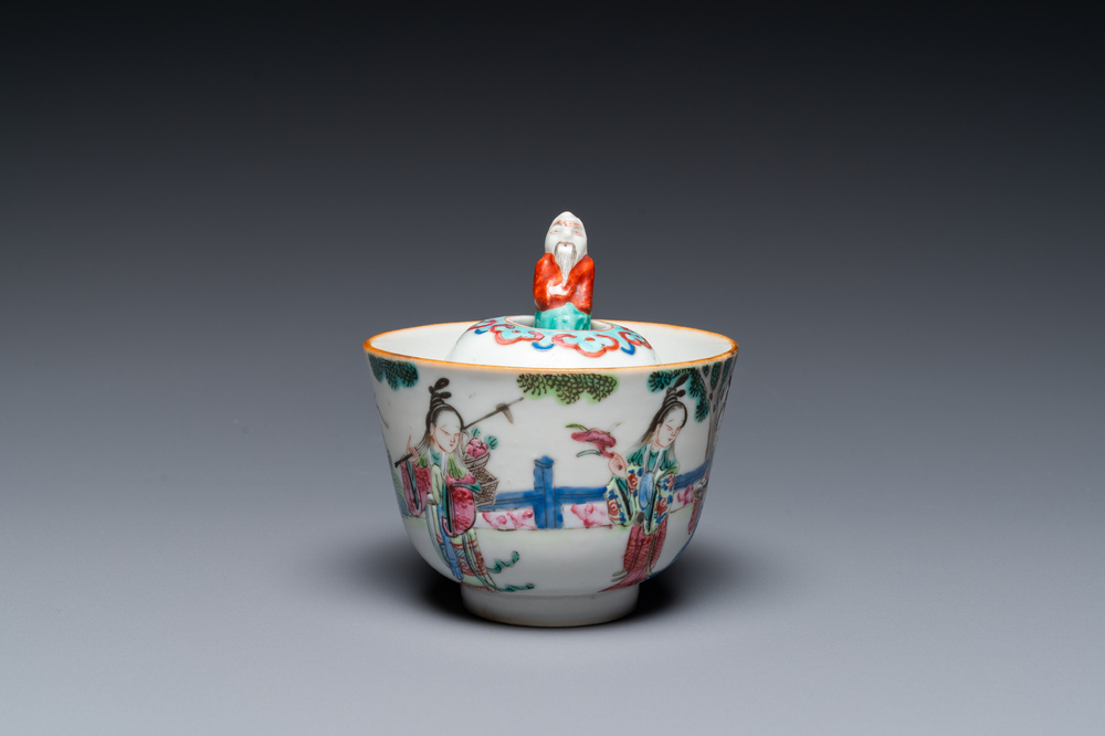 A Chinese famille rose 'trick cup', 19th C.